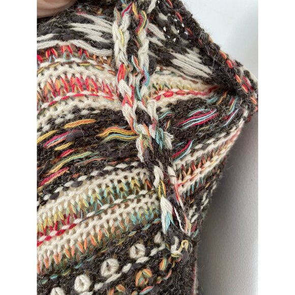 Adora Womens Aztec Boho Western chunky Knit Cardigan Sweater Fringe Hem M/L - Picture 7 of 11